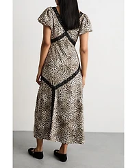 Warehouse Women's Printed Puff Sleeve Midi Dress