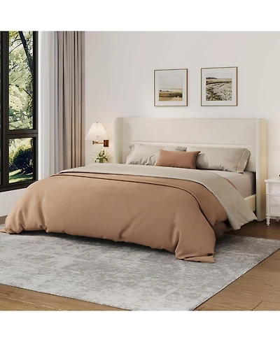 gaomon Soft Upholstered Platform Bed Frame with Wingback Headboard – Sturdy Wooden Slats, Noise-Free, No Box Spring Needed