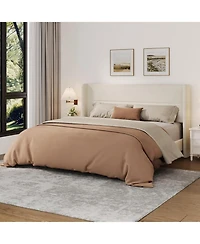 gaomon Soft Upholstered Platform Bed Frame with Wingback Headboard – Sturdy Wooden Slats, Noise-Free, No Box Spring Needed