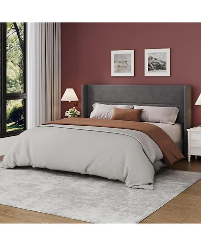 gaomon Soft Upholstered Platform Bed Frame with Wingback Headboard – Sturdy Wooden Slats, Noise-Free, No Box Spring Needed
