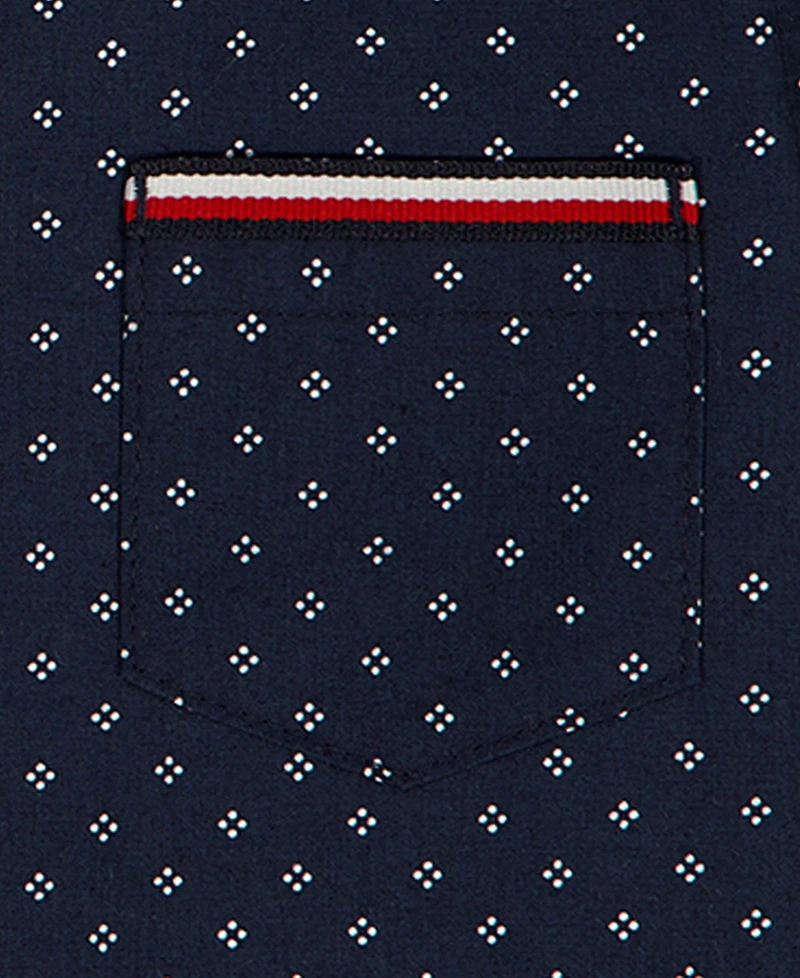 Tommy Hilfiger Baby Boys' Printed Poplin Short-Sleeve Shirt and Twill Shorts, 2-Piece Set