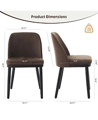 gaomon Modern Linen Upholstered Dining Chair Set with Curved Back and Solid Wood Legs