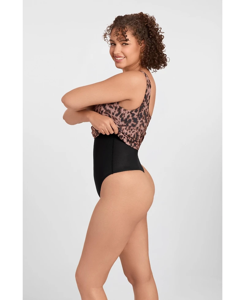 S3 Apparel Women's Shirred Waist Square Neck Sculpting Tank Mini Dress with Built-In Shapewear