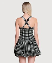 Avec Les Filles Women's Drop Waist Bubble Hem Mini Dress
