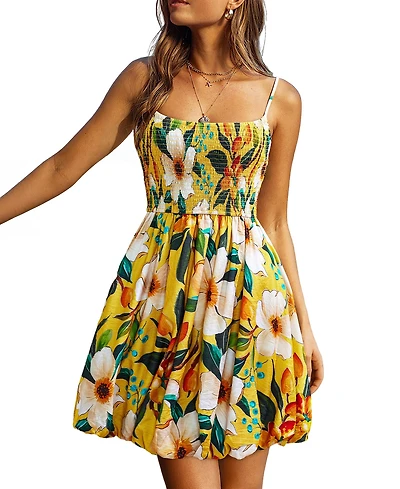 Cupshe Women's Square-Neck Sleeveless Woven Mini Dress with Bubble Hem