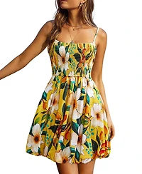 Cupshe Women's Square-Neck Sleeveless Woven Mini Dress with Bubble Hem