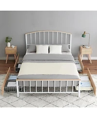 gaomon Queen Metal Bed Frame With Headboard and Footboard 4 Storage Drawers No Box Spring Space Saving