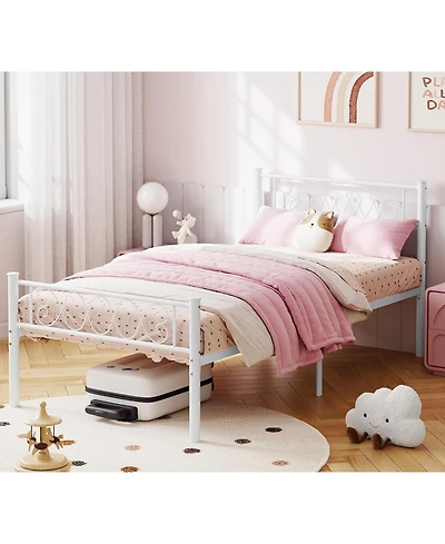 gaomon Twin Xl Metal Bed Frame With Headboard Footboard Heart Shape Platform Easy Setup No Box Spring Needed