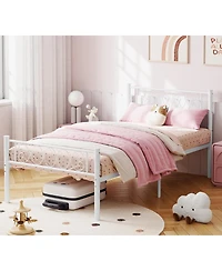 gaomon Twin Xl Metal Bed Frame With Headboard Footboard Heart Shape Platform Easy Setup No Box Spring Needed