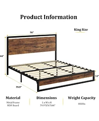 gaomon King Bed Frame With Wood Headboard Footboard Under Bed Storage No Box Spring Easy Assembly