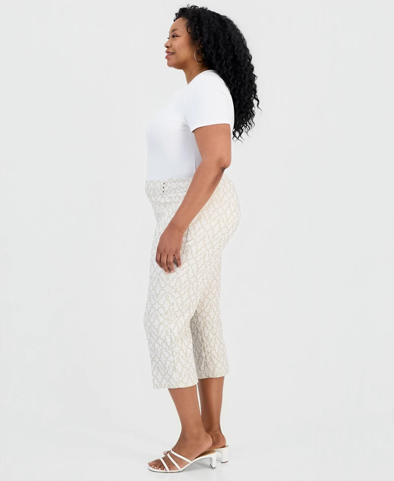 Jm Collection Plus Jacquard Rivet Capri Pants, Macy's Exclusive