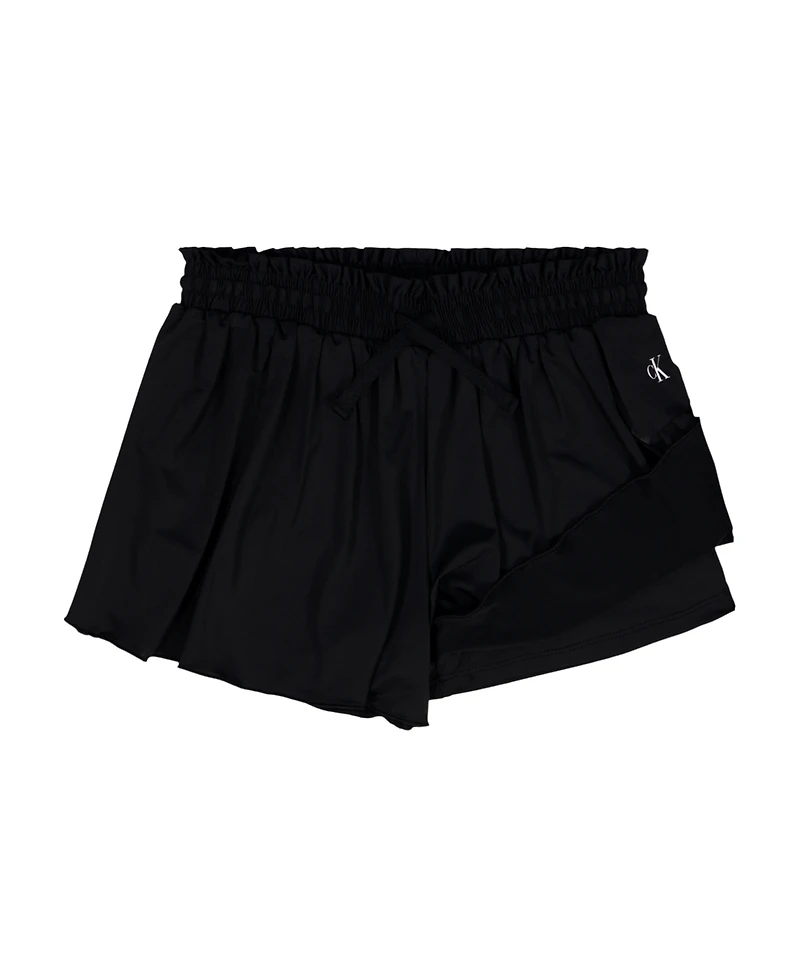 Calvin Klein Girls' 7-16 Smocked Waist Pull-On Tech Shorts