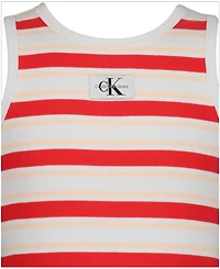 Calvin Klein Girls' 7-16 Striped Crewneck Tank Dress