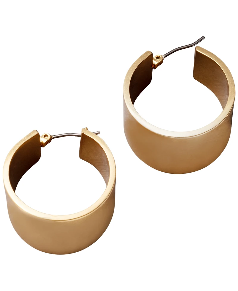 Donna Karan Gold-Tone Flat Taper Hoop Earrings
