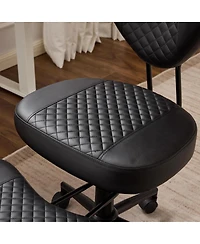 Streamdale Ergonomic Cross-Legged Swivel Chair, Adjustable Height, Pu Leather, Black