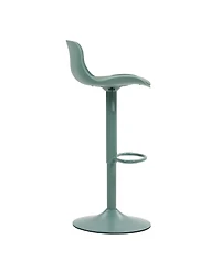 Streamdale Bar Stools Set of 2 - Adjustable Swivel Pu Leather Kitchen Island Chairs - Mint Green