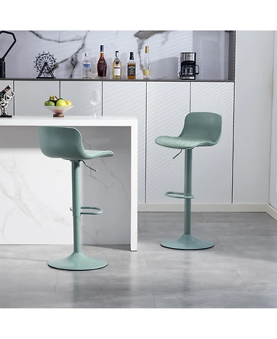 Streamdale Bar Stools Set of 2 - Adjustable Swivel Pu Leather Kitchen Island Chairs - Mint Green