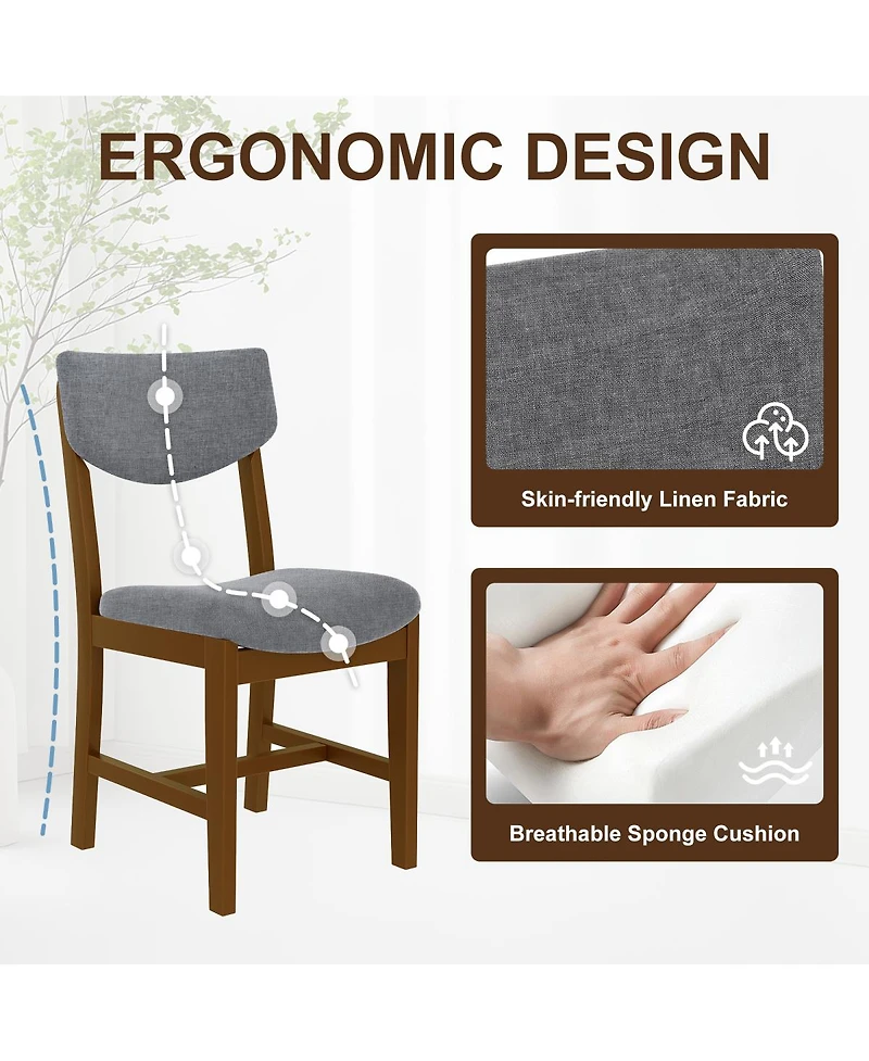 Streamdale Furniture 4-Piece Rustic Farmhouse Dining Chair - Solid Wood Fabric Cushion