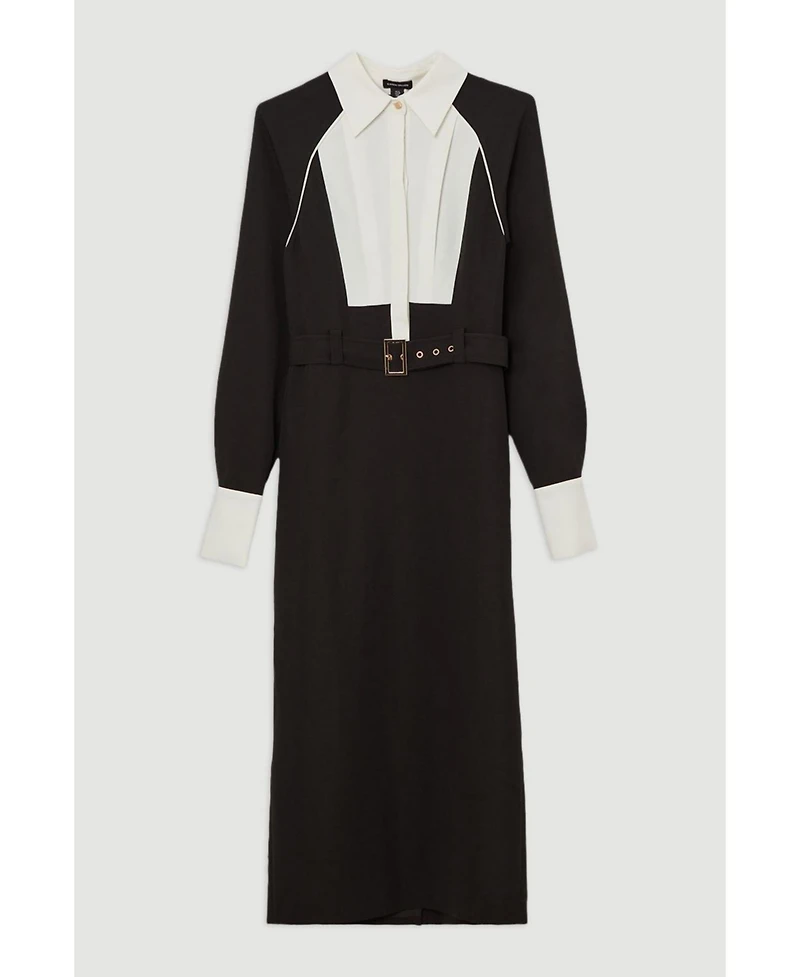 Karen Millen Women's Twill Collared Woven Midi Dress