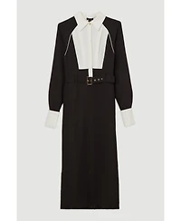Karen Millen Women's Twill Collared Woven Midi Dress