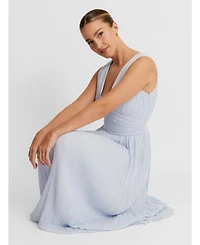 Six Stories Women's Pleated Plunge Maxi Dress