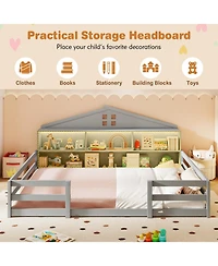 Sugift Montessori Floor Bed with Storage Compartments and Shelf