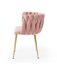 Streamdale Furniture Modern Velvet Dining Chairs Set of 2 with Golden Metal Legs