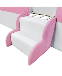 Streamdale Furniture Twin Size Upholstered Daybed with Fence and Stairs