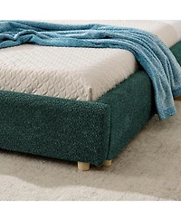 Streamdale Furniture Modern Queen Green Fabric Bed with Headboard
