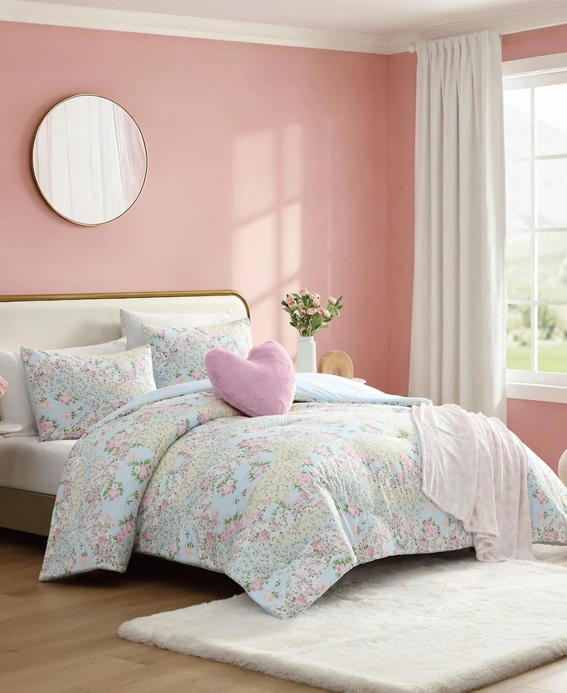 Betsey Johnson Patchwork Floral Microfiber -Pc. Comforter Set