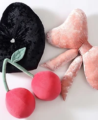 Betsey Johnson Velvet Bow Novelty Decorative Pillow, 18" X 18"