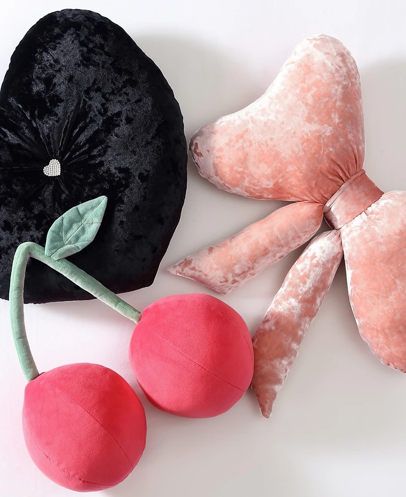 Betsey Johnson Velvet Heart Novelty Decorative Pillow, 18" X 18"