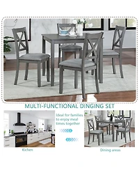 Streamdale Elegant 5-piece Wooden Dining Table Set with 4 Chairs