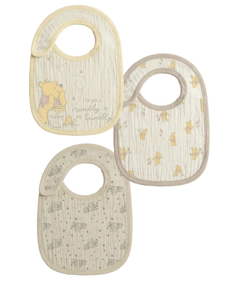 Disney Baby Boys' or Girls' Pooh Graphic Bibs, 3-Pack