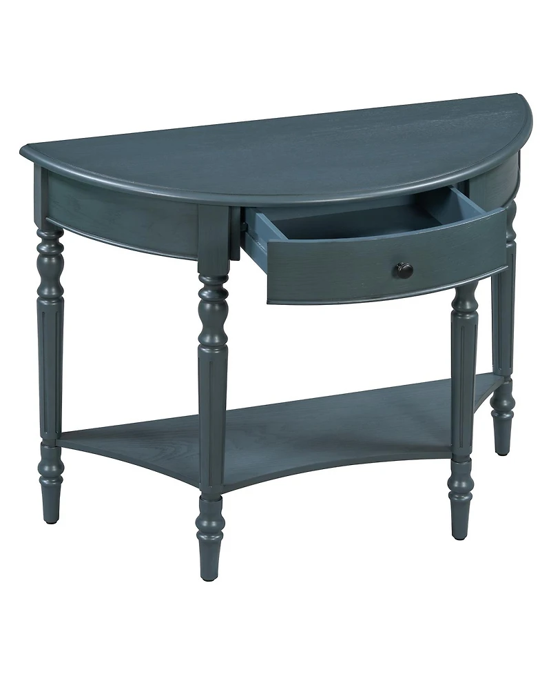 Streamdale Furniture Farmhouse Navy Half Moon Console Table with Drawer & Shelf