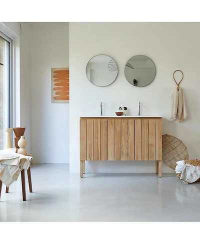 Tikamoon Teak and Ceramic Vanity Cabinet 120 cm Jill