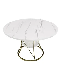 Streamdale Furniture 43" Round Extendable Farmhouse Dining Table w/ Storage Shelf