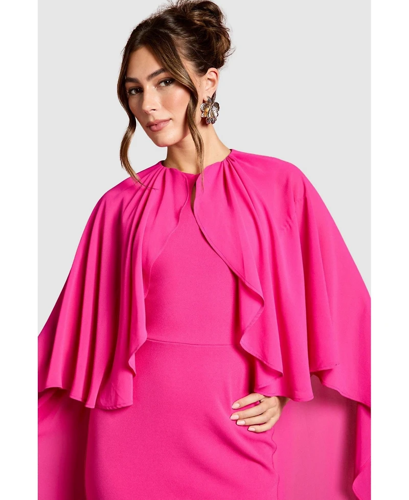 Coast Women's Ruffle Chiffon Cape Crepe Maxi Dress