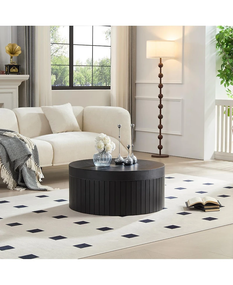 Streamdale Furniture Modern Round Coffee Table with Storage Accent Tea Table