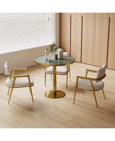 Streamdale Furniture Round Modern Dining Table 31.5" Faux Marble Top Bistro Tulip Table