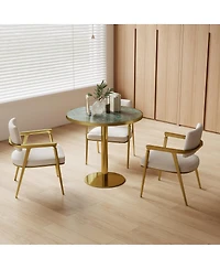 Streamdale Furniture Round Modern Dining Table 31.5" Faux Marble Top Bistro Tulip Table