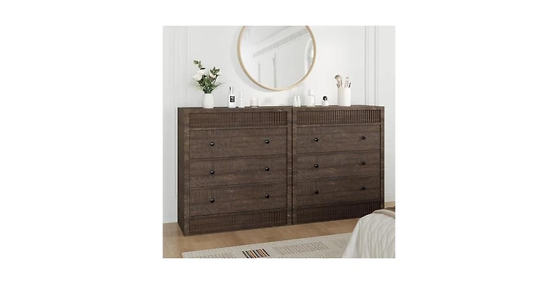 gaomon 3 Drawer Dresser for Bedroom, Fluted Chest of Drawers, Modern Wooden Nightstand Storage Cabinet