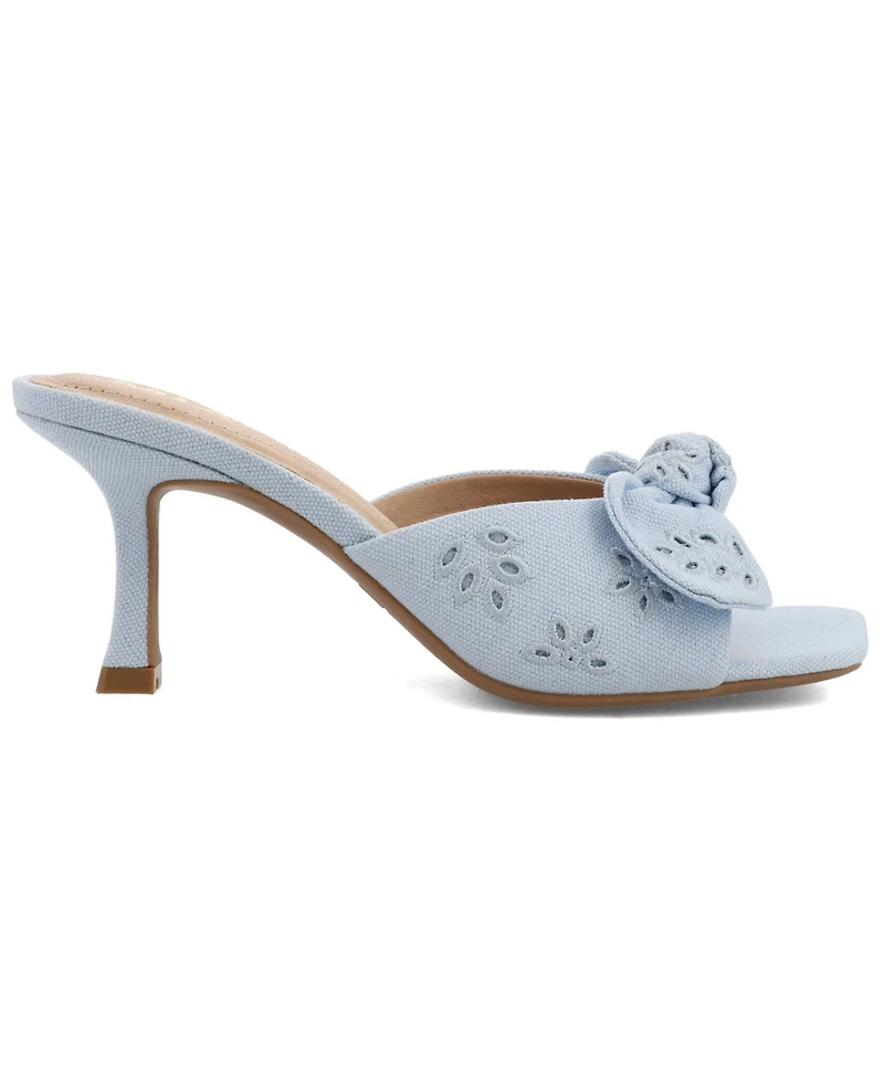 Mia Women's Elyzza Bow Slip-On Square-Toe Dress Sandals