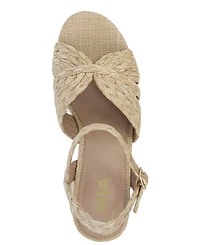 Mia Women's Woven Raffia Platform Dress Sandals
