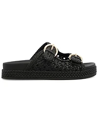 Mia Women's Trendy Woven Double Buckle Slide Sandals