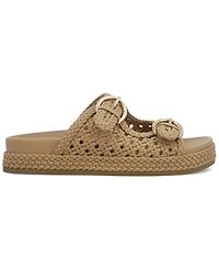 Mia Women's Trendy Woven Double Buckle Slide Sandals
