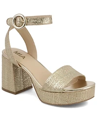 Mia Women's Renee Raffia Block Heel Platform Sandals