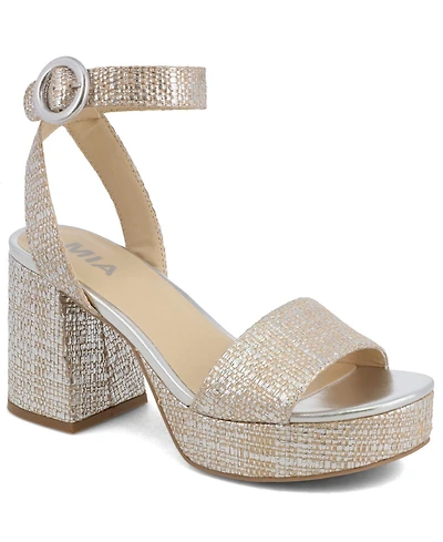 Mia Women's Renee Raffia Block Heel Platform Sandals