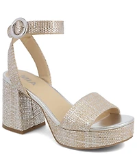Mia Women's Renee Raffia Block Heel Platform Sandals