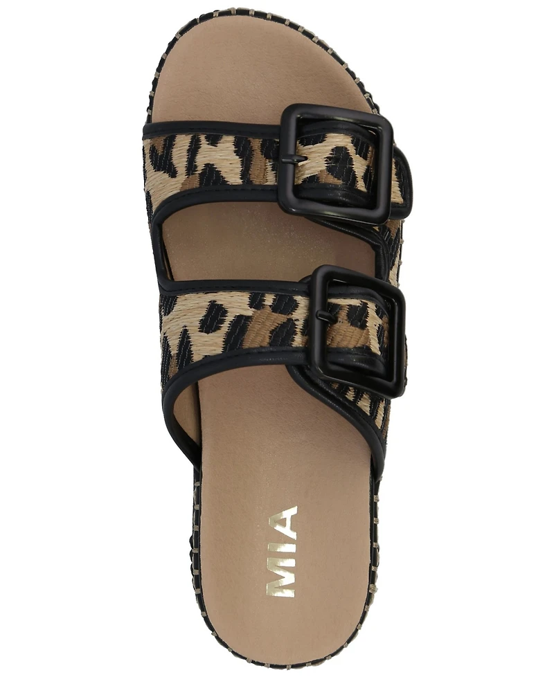 Mia Women's Jimenna Double Buckle Slip-On Flatform Casual Sandals